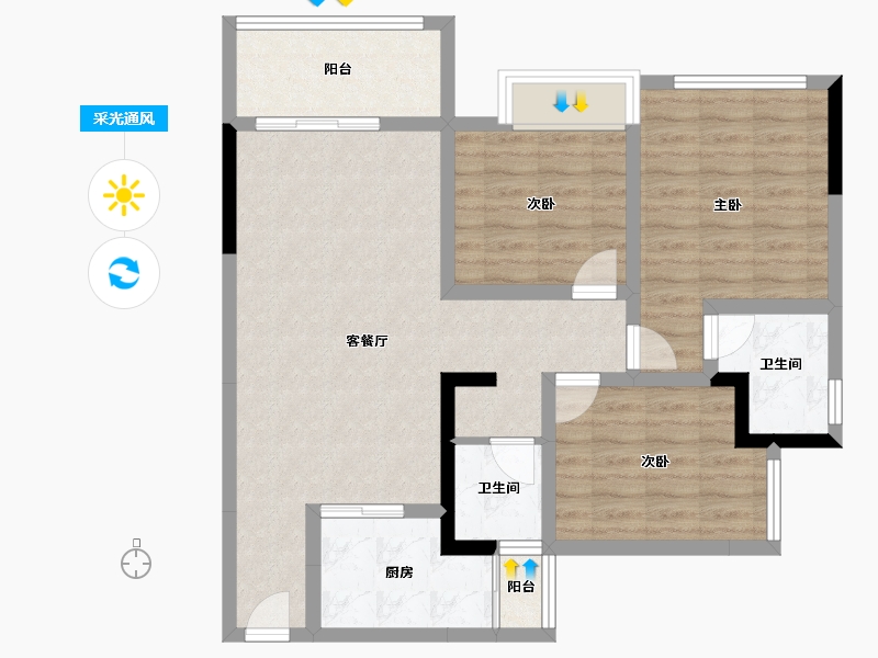 四川省-遂宁市-江山原筑-86.02-户型库-采光通风