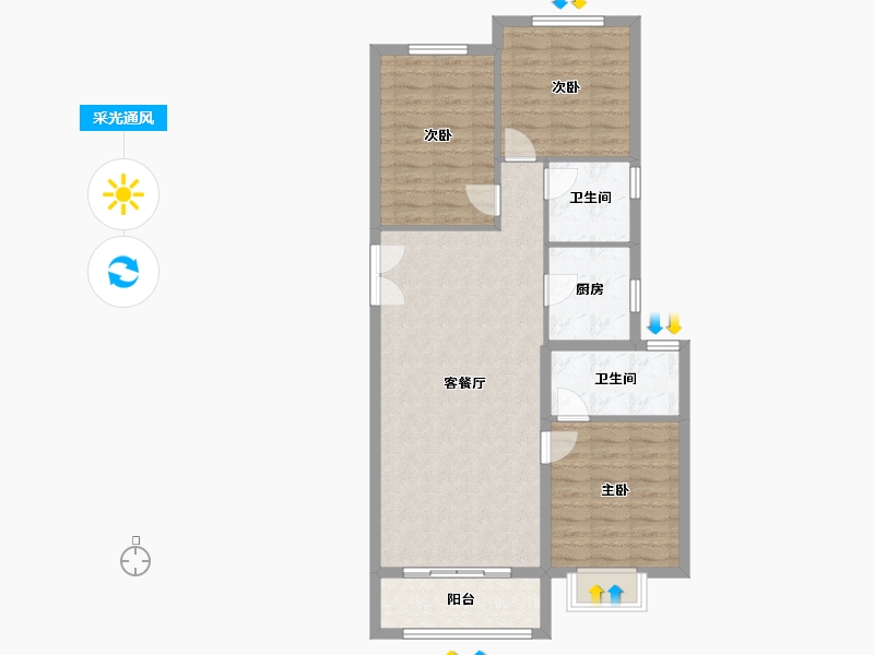 河北省-石家庄市-滨江荣盛华府-89.09-户型库-采光通风