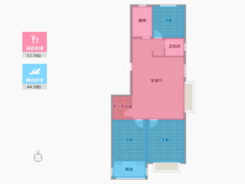 山东省-潍坊市-邦泰天璞-86.87-户型库-动静分区