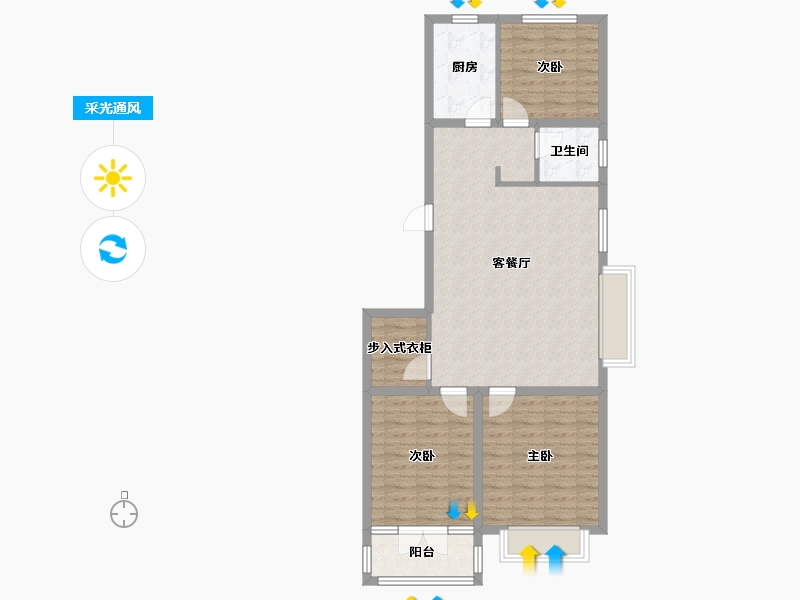 山东省-潍坊市-邦泰天璞-86.87-户型库-采光通风