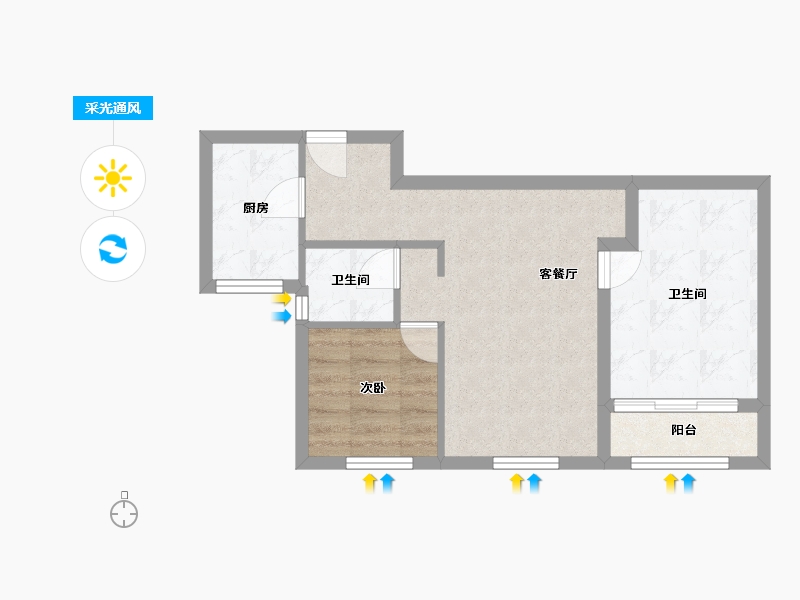 江苏省-苏州市-嘉骏峰庭-48.65-户型库-采光通风