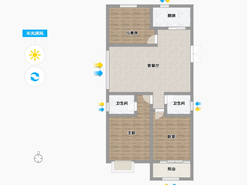 河北省-邢台市-盛世熙府大院-92.51-户型库-采光通风