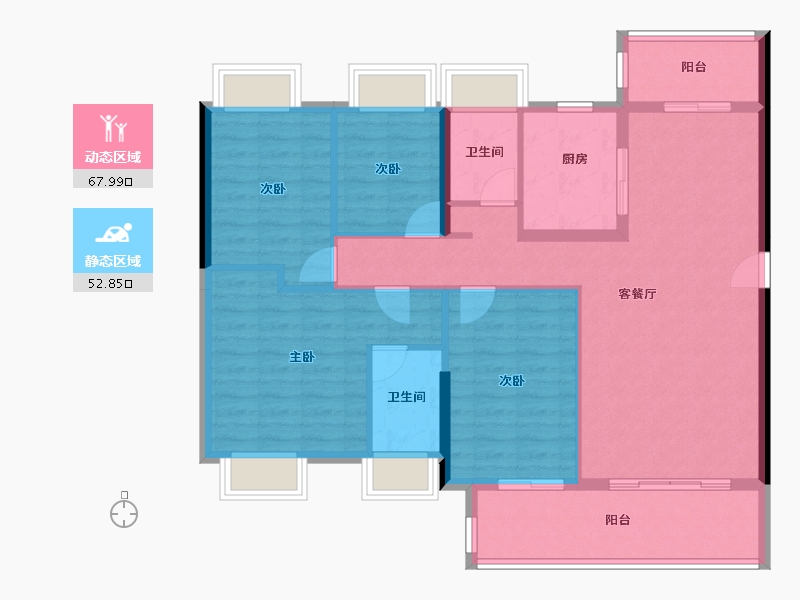 广东省-梅州市-敏捷奥园珑玥府-109.39-户型库-动静分区