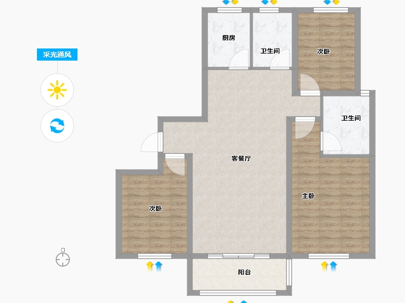 山东省-菏泽市-江南绿城-98.98-户型库-采光通风