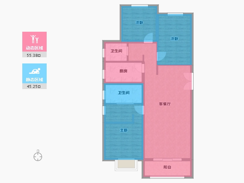 河北省-石家庄市-滨江荣盛华府-90.19-户型库-动静分区