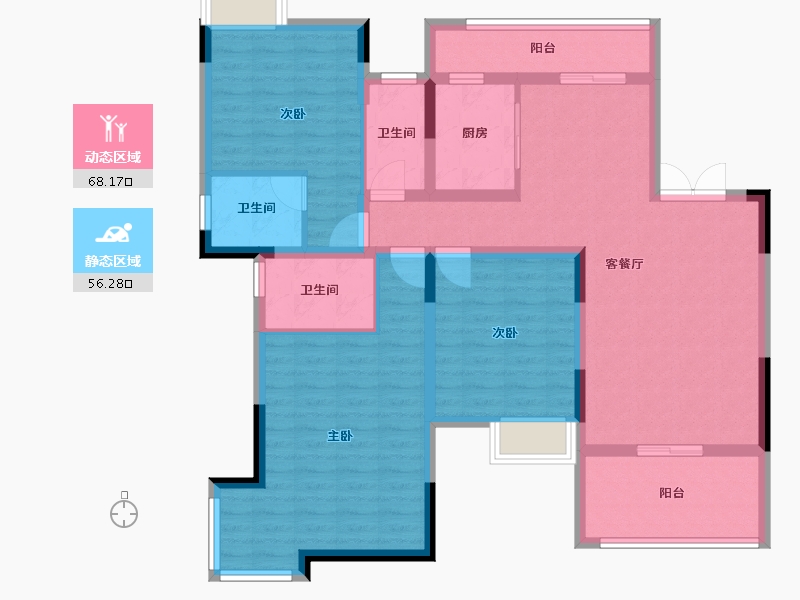 四川省-南充市-宏云·滨河湾-110.49-户型库-动静分区