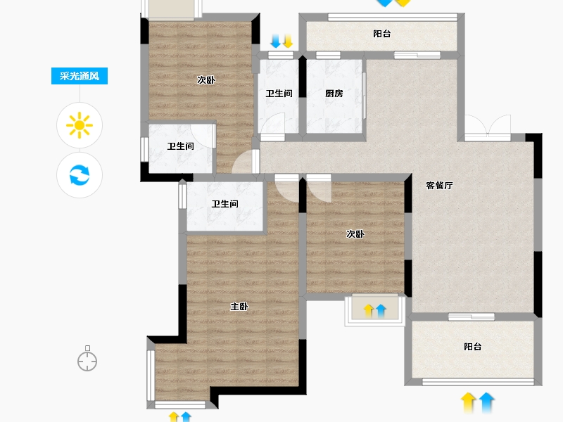 四川省-南充市-宏云·滨河湾-110.49-户型库-采光通风