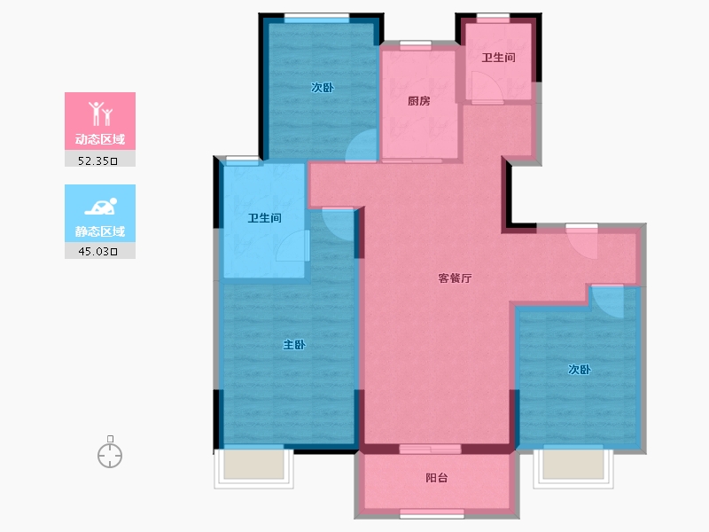 江苏省-苏州市-金科旭辉悦章-86.86-户型库-动静分区