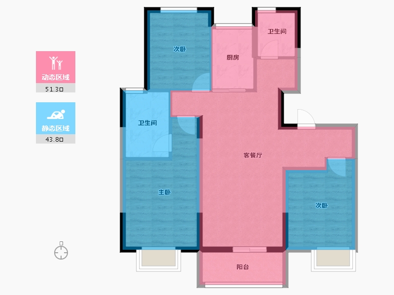 江苏省-苏州市-金科旭辉悦章-84.68-户型库-动静分区