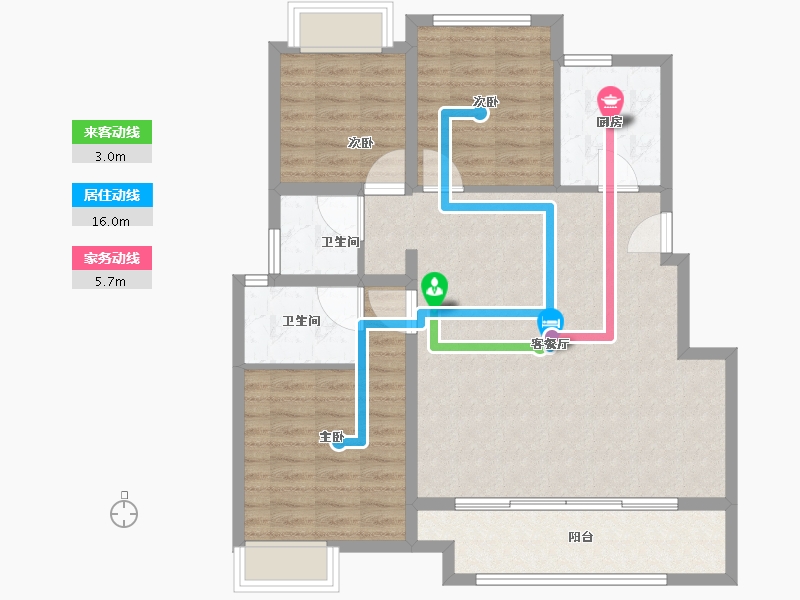 江苏省-苏州市-紫锦墅院-95.00-户型库-动静线