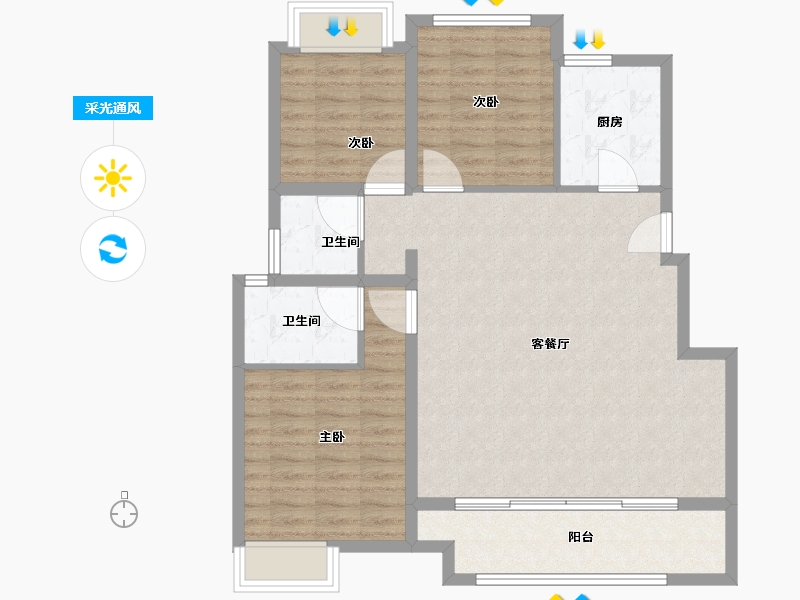 江苏省-苏州市-紫锦墅院-95.00-户型库-采光通风