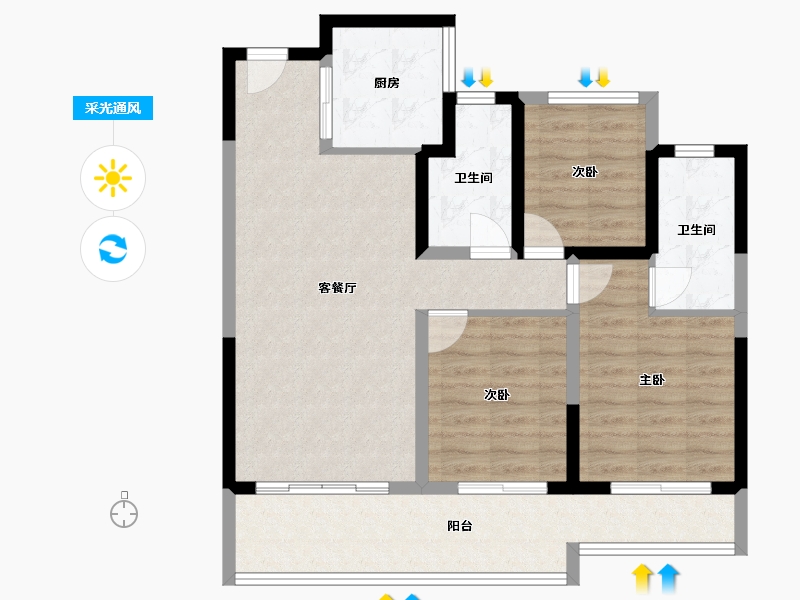 浙江省-温州市-西塘未来社区-87.96-户型库-采光通风