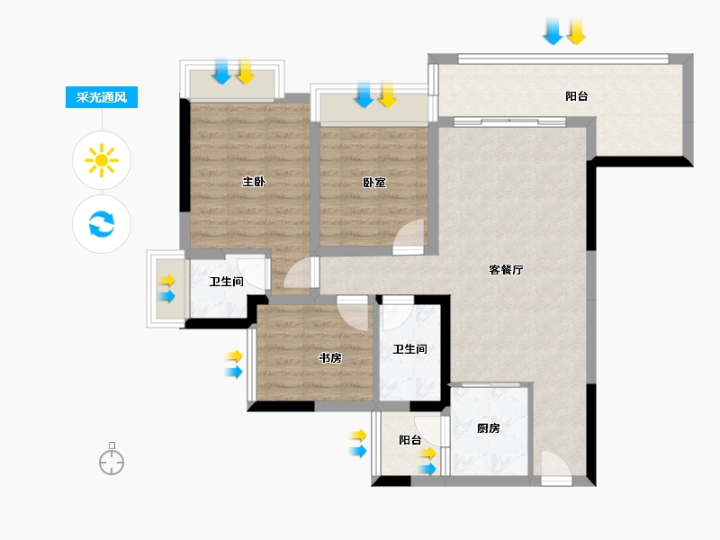 四川省-绵阳市-同立中央23街区-84.46-户型库-采光通风