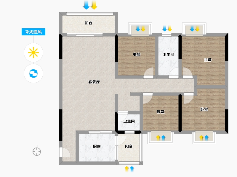 贵州省-铜仁市-西南国际商贸城·丹都花园-111.00-户型库-采光通风