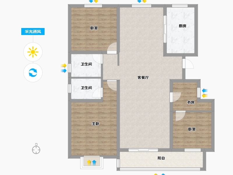 山东省-泰安市-洸河水岸-118.40-户型库-采光通风