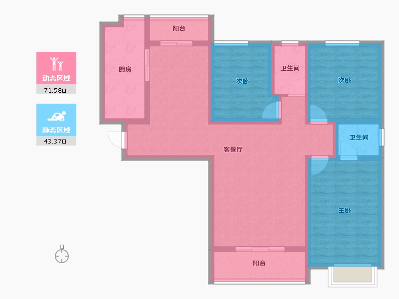 湖北省-襄阳市-谷城银座-101.76-户型库-动静分区