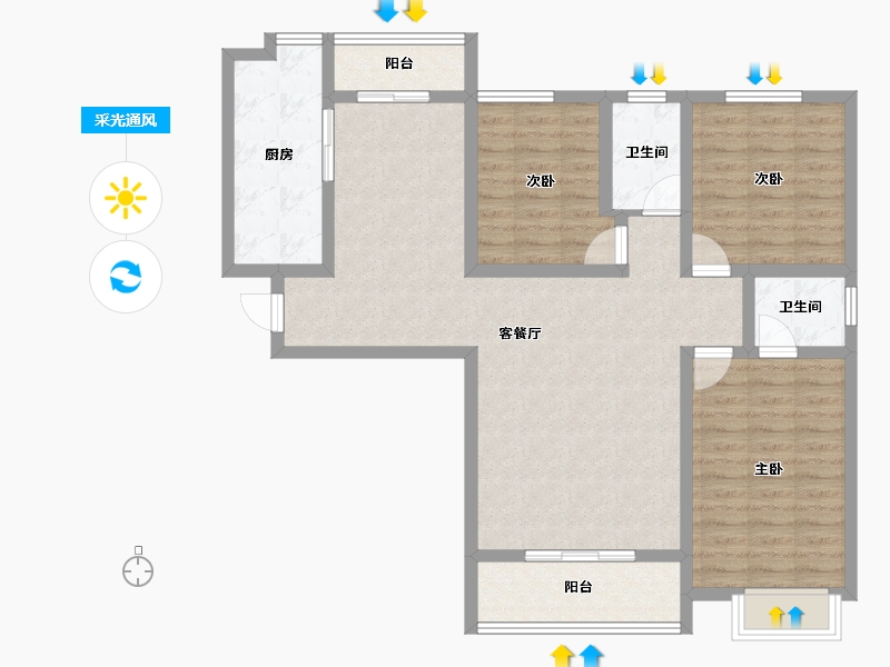 湖北省-襄阳市-谷城银座-101.76-户型库-采光通风