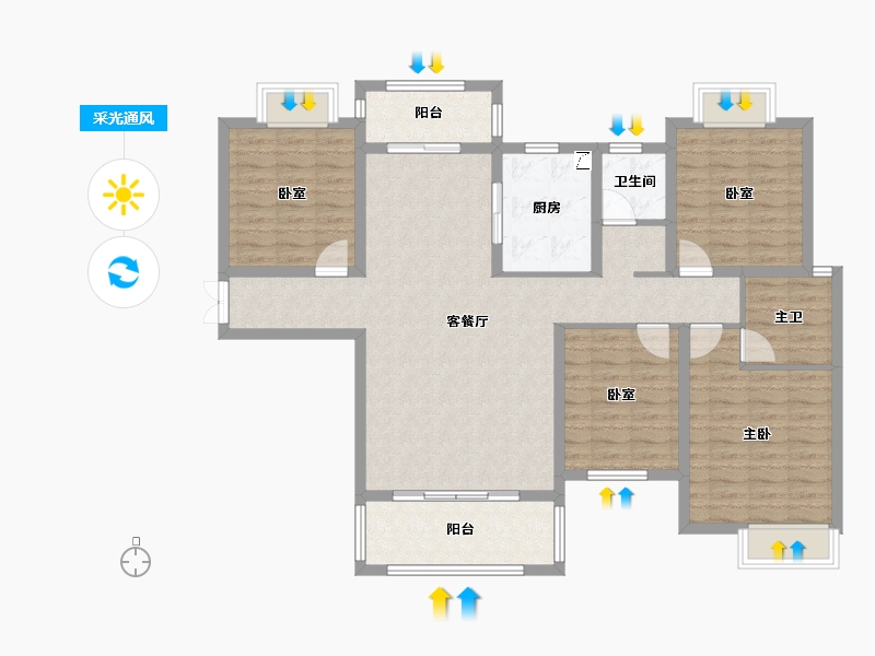 湖南省-怀化市-锦成翠园华府-114.38-户型库-采光通风