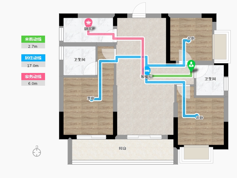 四川省-成都市-景瑞誉璟风华-70.76-户型库-动静线