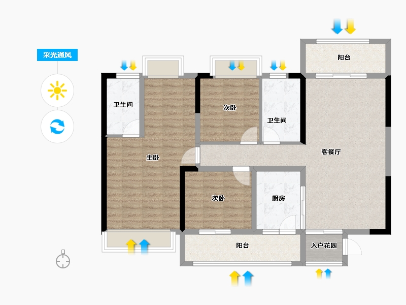 四川省-德阳市-花雨树香颂2期-107.98-户型库-采光通风