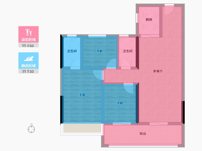 湖北省-孝感市-大悟碧桂园时代倾城-79.66-户型库-动静分区