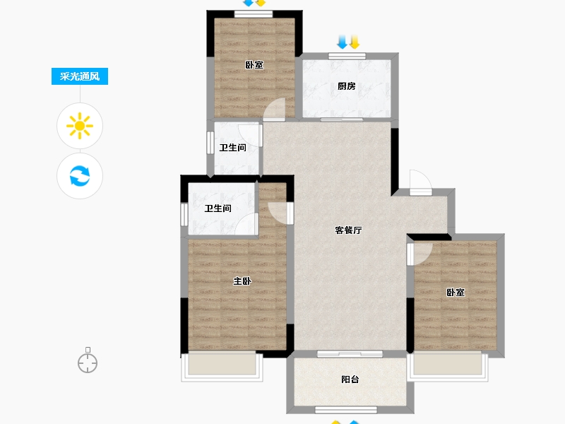 河南省-许昌市-当代宏安满堂悦-92.01-户型库-采光通风