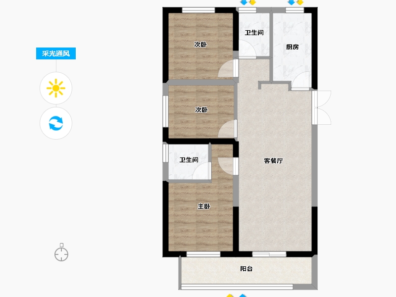 河南省-许昌市-大正鲲府-69.73-户型库-采光通风