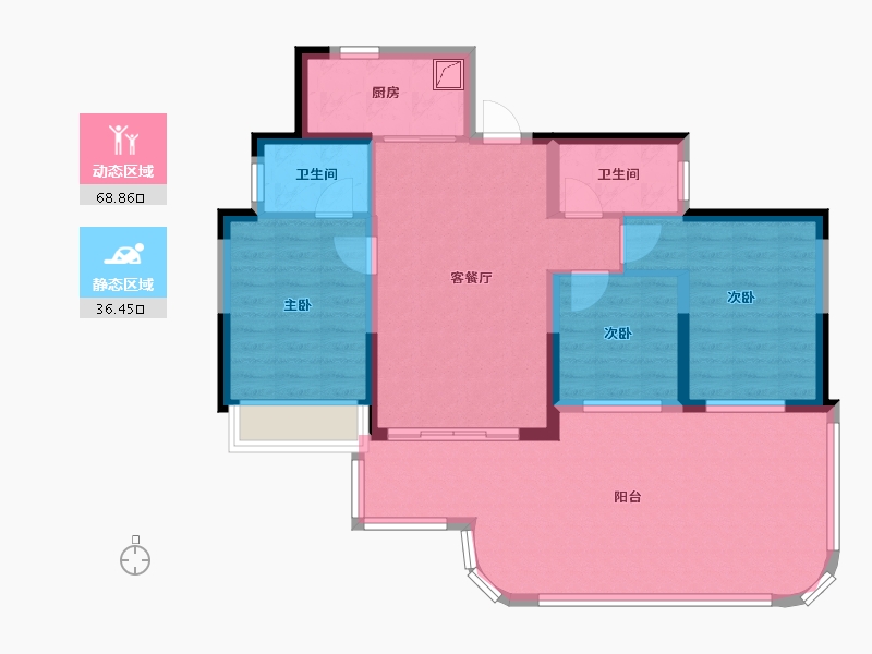 四川省-遂宁市-遂宁金融商业中心-105.00-户型库-动静分区