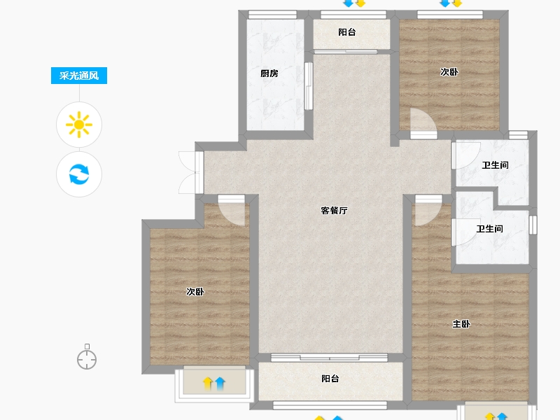 河北省-石家庄市-瀚正御璟城-96.77-户型库-采光通风