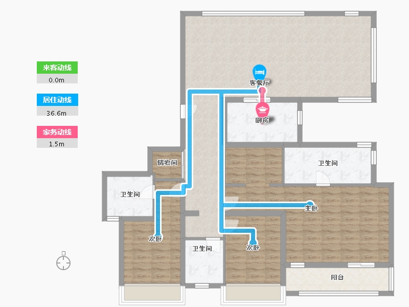 浙江省-温州市-万科翡翠心湖.-136.00-户型库-动静线