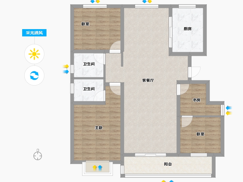 山东省-泰安市-洸河水岸-102.40-户型库-采光通风