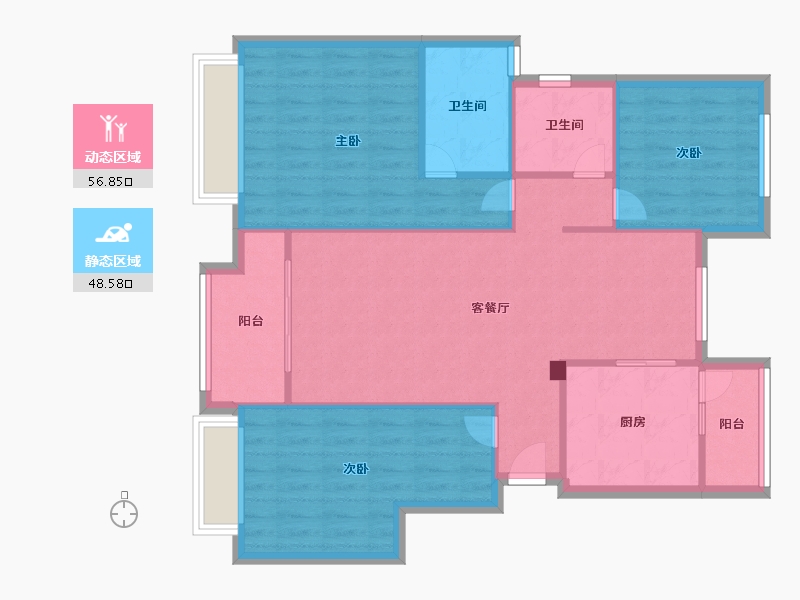 四川省-眉山市-海伦堡三千樾一期-96.00-户型库-动静分区