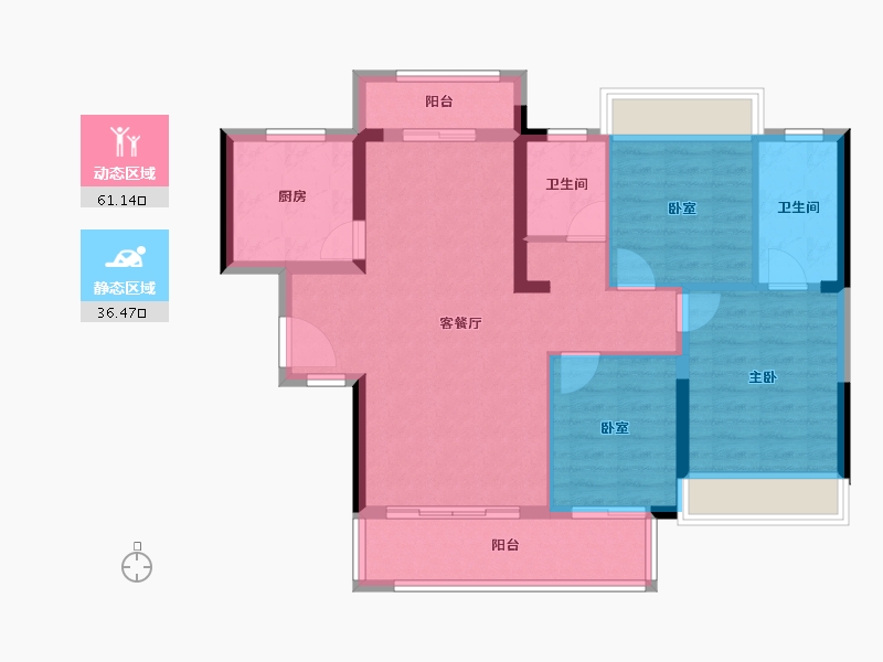 湖南省-郴州市-熠通公馆-87.54-户型库-动静分区