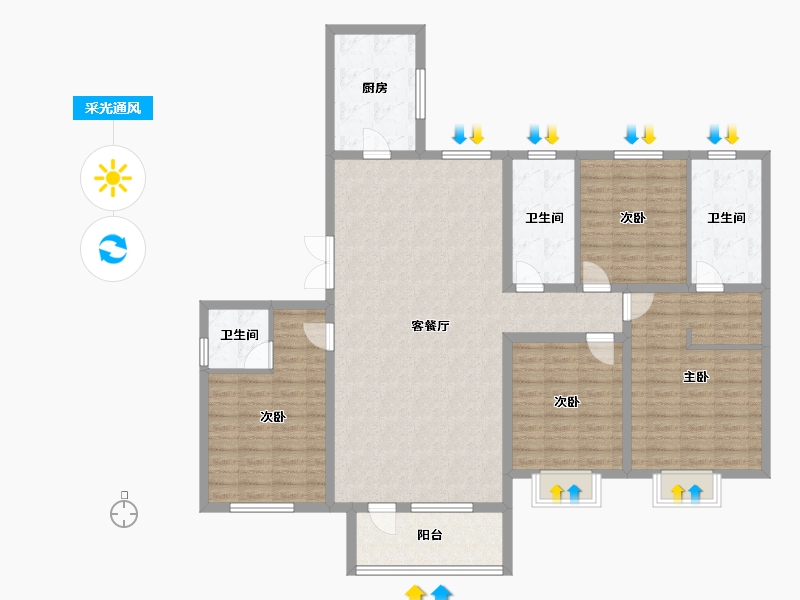 辽宁省-铁岭市-金城·山水源著-141.76-户型库-采光通风