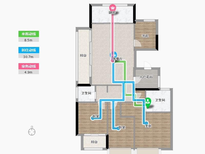 山东省-泰安市-绿景·桃李春风-120.00-户型库-动静线