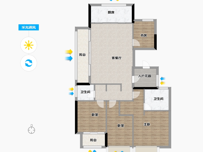 山东省-泰安市-绿景·桃李春风-120.00-户型库-采光通风