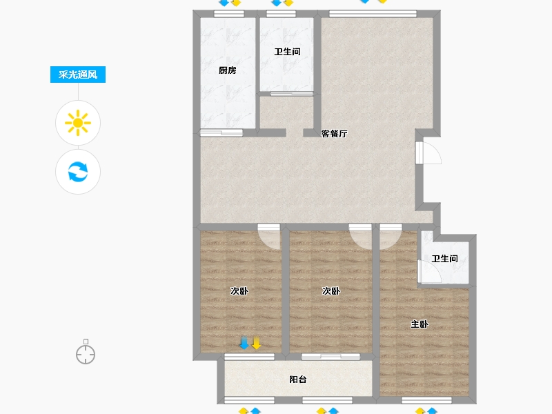 山东省-潍坊市-鑫雅苑-100.71-户型库-采光通风