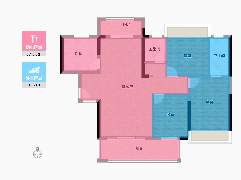 湖南省-郴州市-熠通公馆-89.97-户型库-动静分区