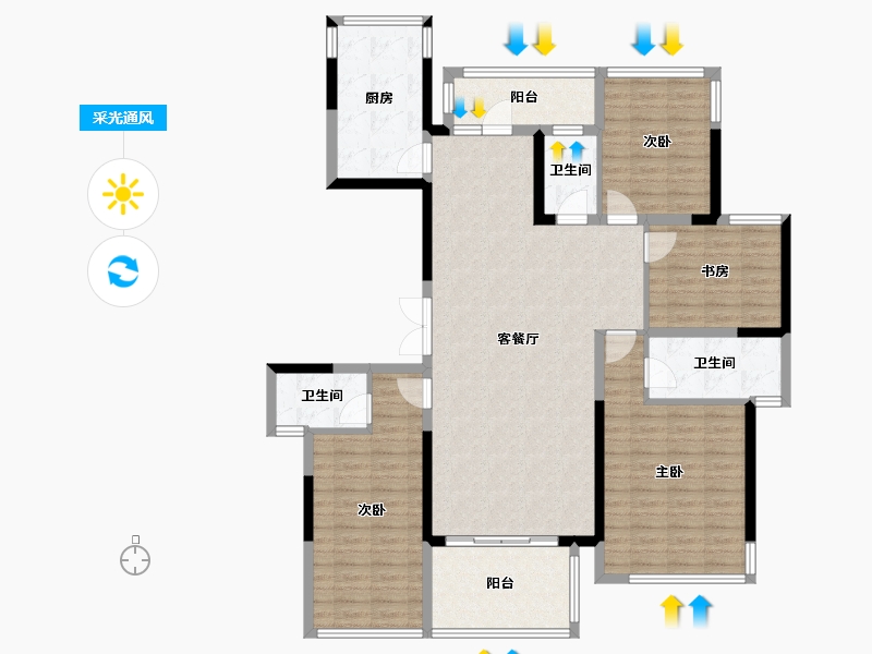 广西壮族自治区-南宁市-富鸣阳光城-134.30-户型库-采光通风