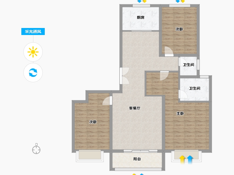 河北省-石家庄市-弘石湾尚府-112.04-户型库-采光通风