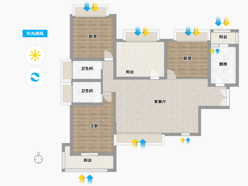 四川省-成都市-南城都汇3A期汇馨园-123.00-户型库-采光通风