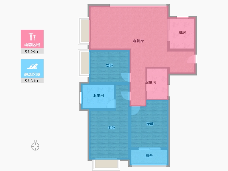 江苏省-苏州市-嘉骏峰庭-98.86-户型库-动静分区