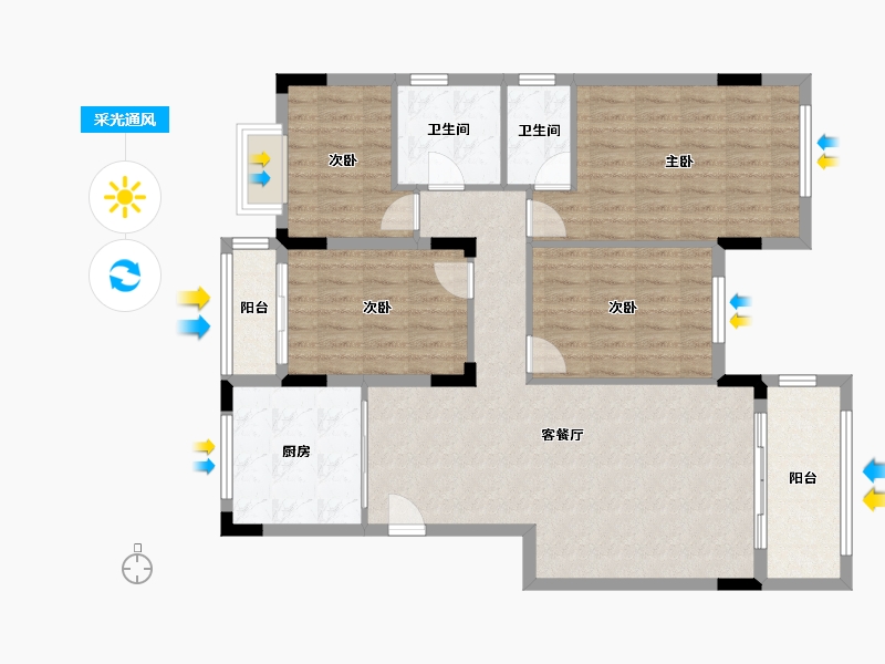 江西省-吉安市-名都花园-110.00-户型库-采光通风