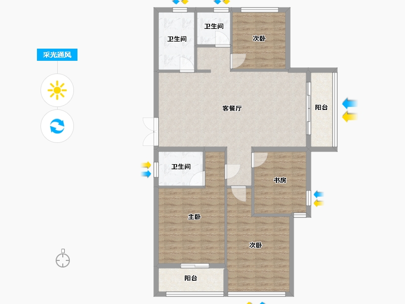 浙江省-杭州市-广乐公寓-120.00-户型库-采光通风