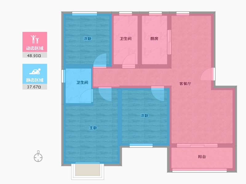 河北省-石家庄市-滨江荣盛华府-76.03-户型库-动静分区