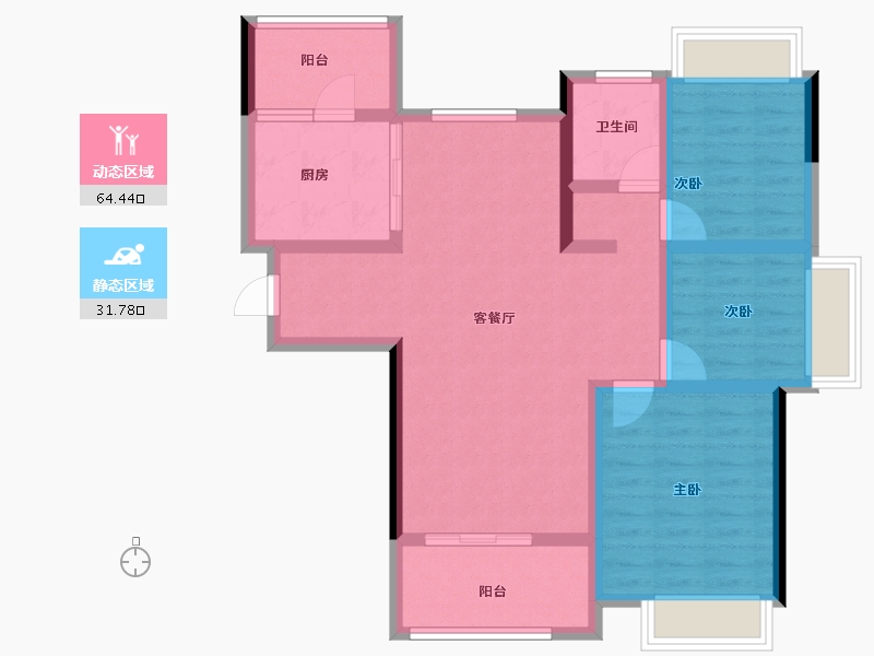 贵州省-铜仁市-铜仁·恒大山湖郡-85.15-户型库-动静分区