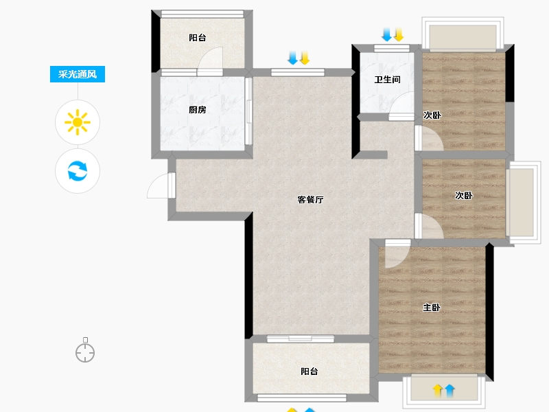 贵州省-铜仁市-铜仁·恒大山湖郡-85.15-户型库-采光通风