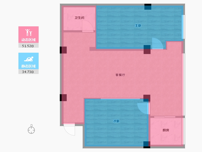 甘肃省-兰州市-福泉佳苑-78.00-户型库-动静分区