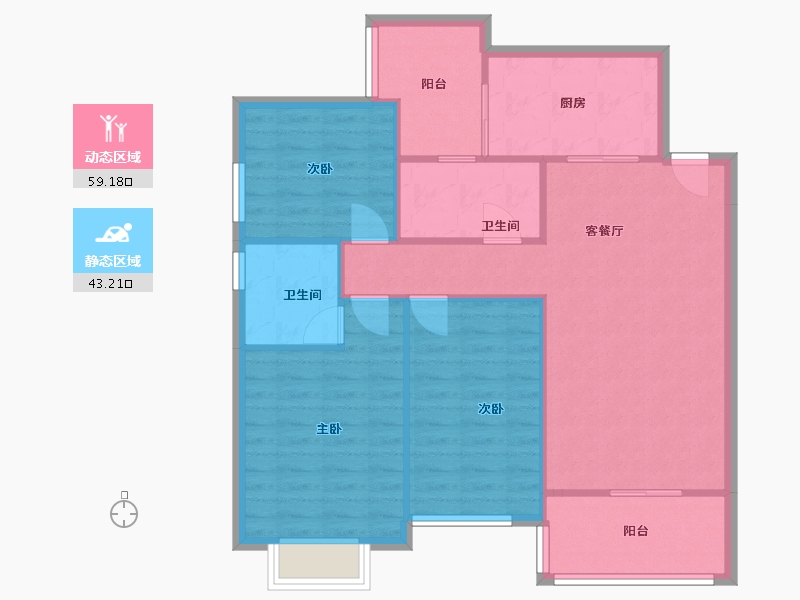 湖南省-长沙市-恒大名都-93.00-户型库-动静分区