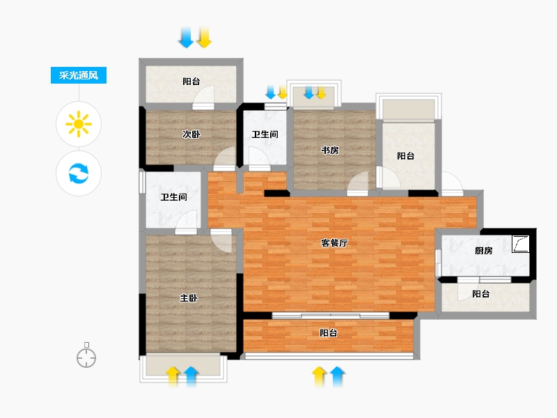 四川省-成都市-华侨城融创春风十里-99.43-户型库-采光通风